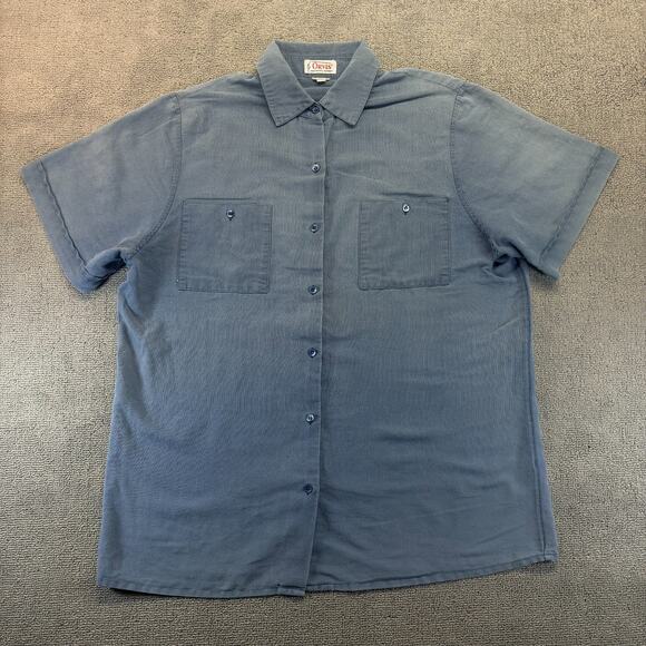 Orvis Tops - Vintage Orvis Women's Large Tech Chambray Short-Sleeve Work Shirt Blue 90s